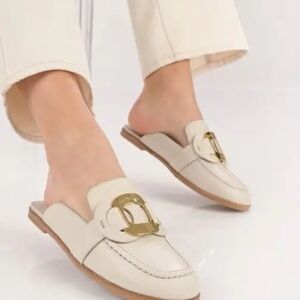 See by Chloe Chany Mule Loafers with Gold Buckle